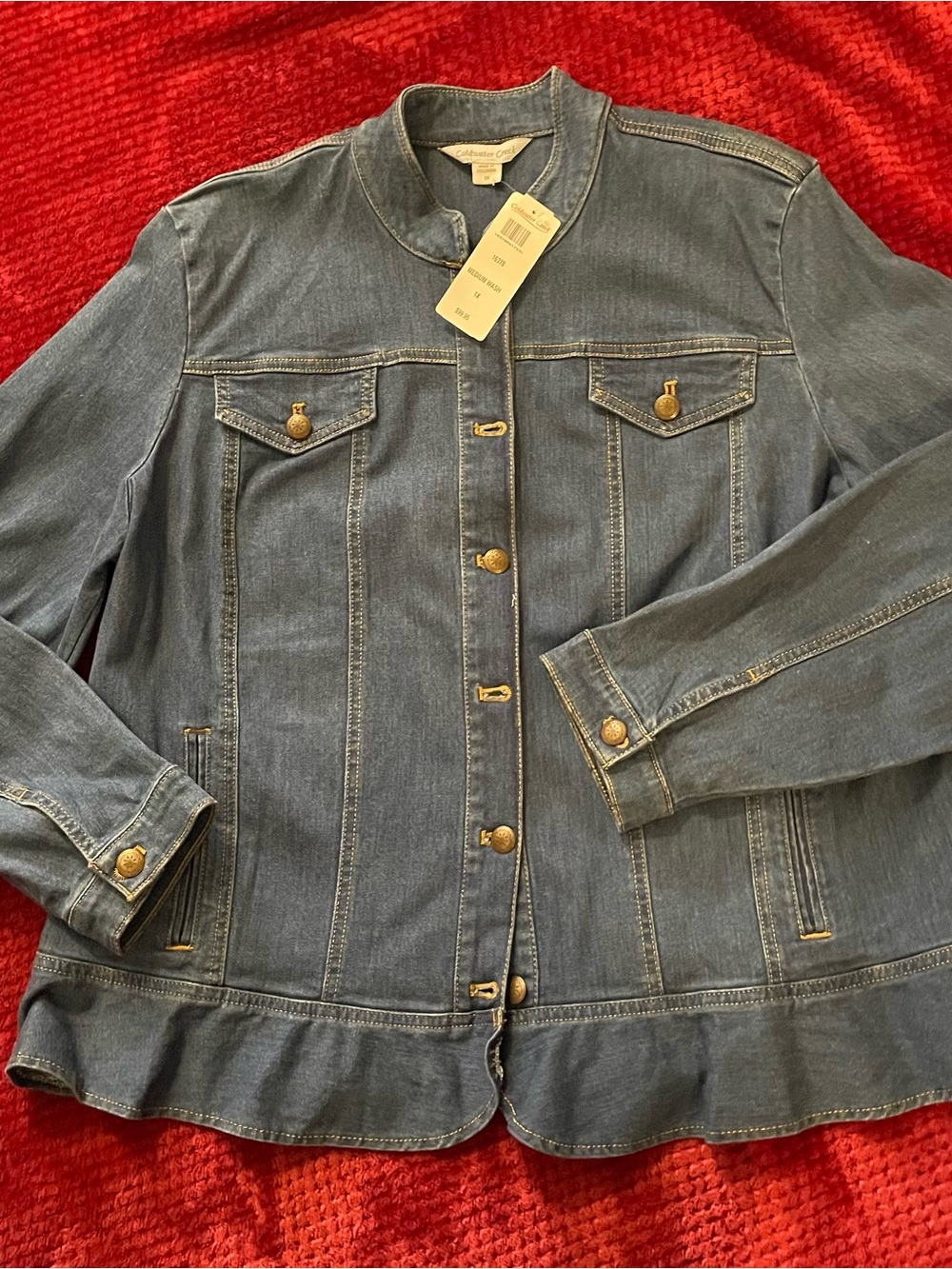 Coldwater Creek,Peblum,Stretch Denim Jacket,Sz 1X Medium Wash,Casual FeminineNWT - Picture 8 of 13